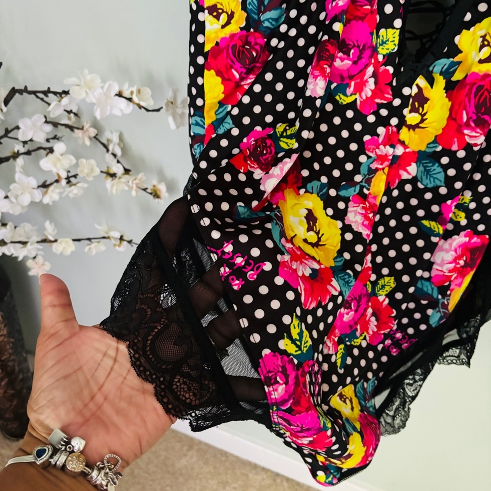 Torrid Betsey Johnson Floral Polka Bodysuit Lingerie NWT Size 2X - Picture 6 of 7